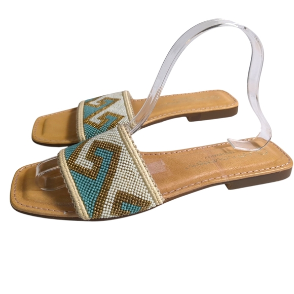 NEW Unity in Diversity Beaded Leather Slip On Sandals /Flats SZ 38 / US 7 - Picture 5 of 5